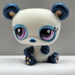 Littlest Pet Shop Panda Bear #1021Blue Pink/Purple Eyes Toy Figure